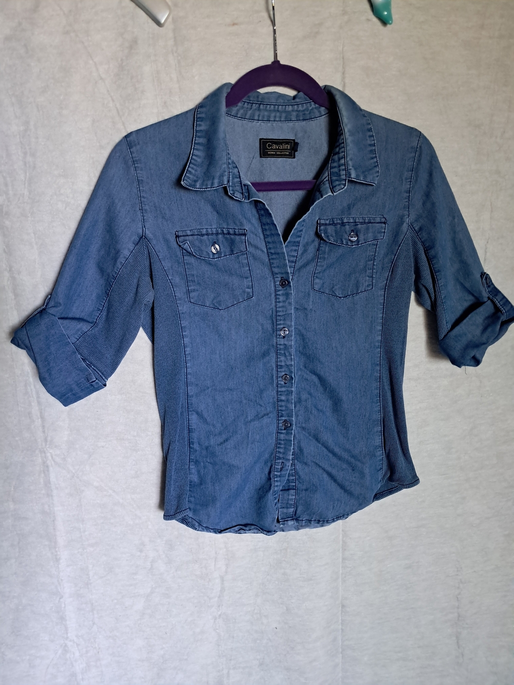 Cavalini Women's Blue Denim Button-Up Shirt